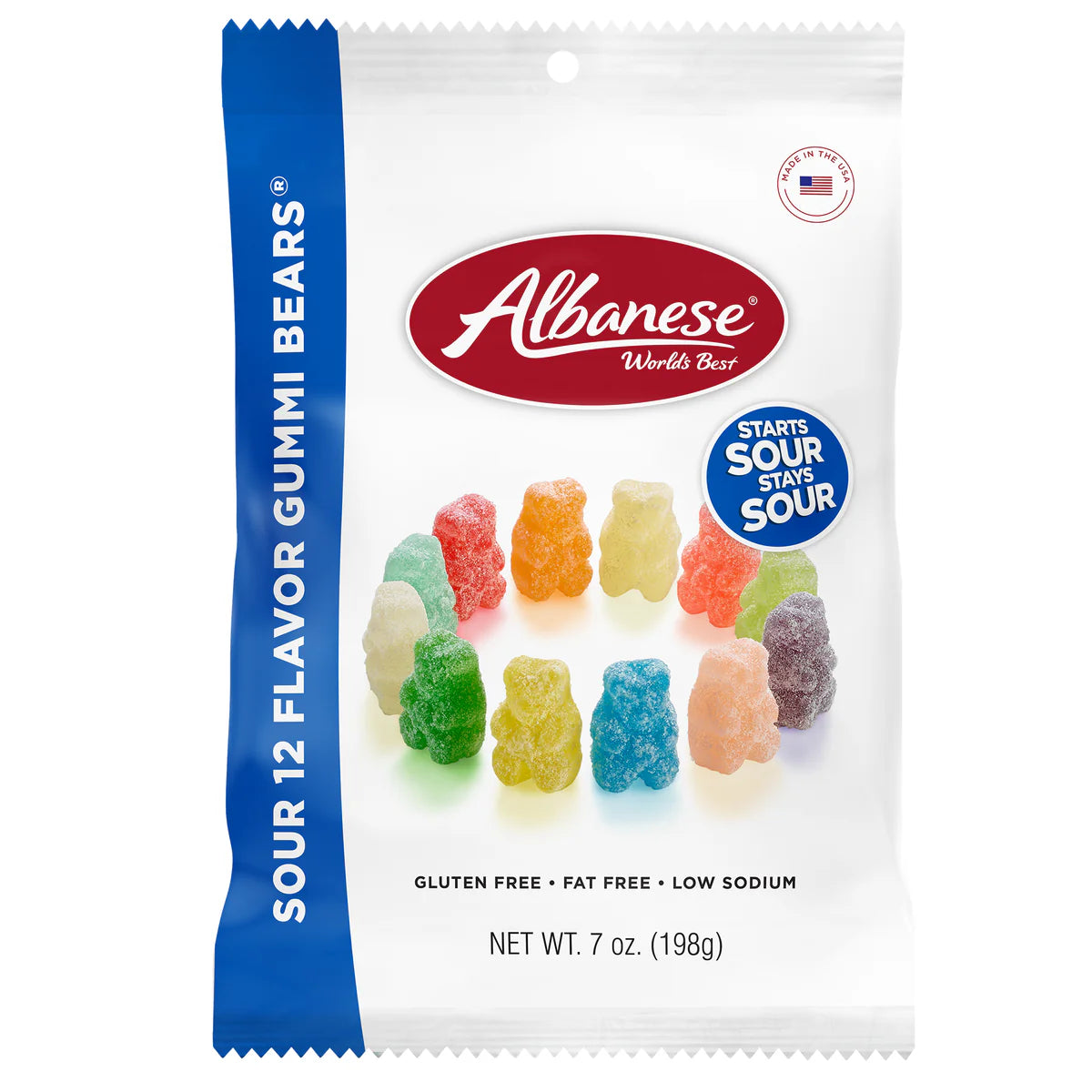 Albanese Sour 12 Flavor Gummy Bears Peg Bag