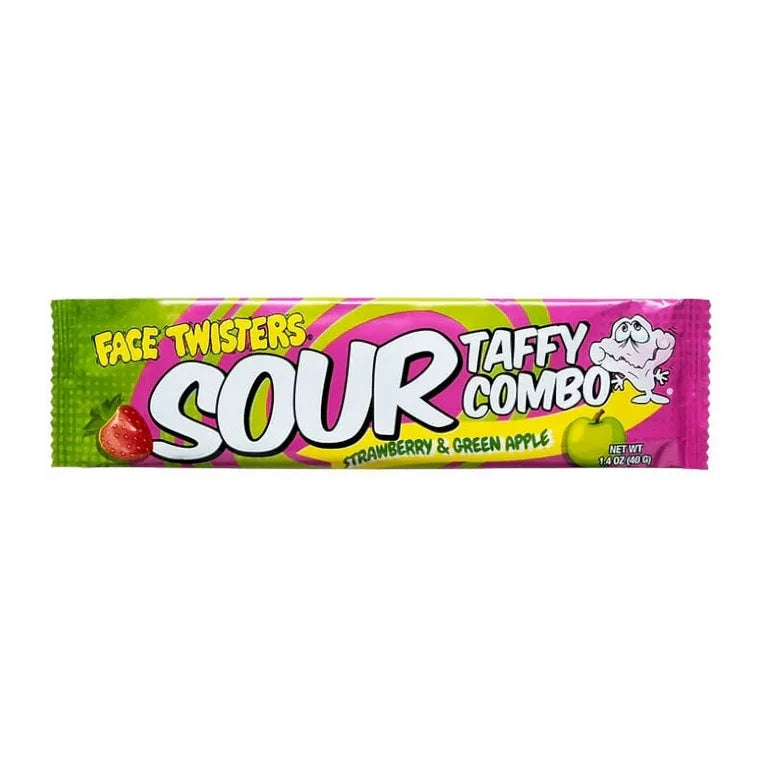 Face Twisters Sour Taffy - Strawberry Green Apple