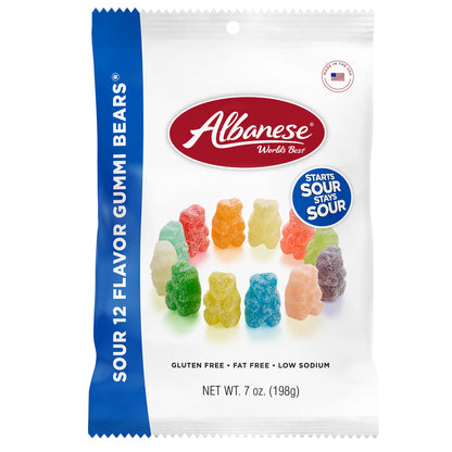 Albanese Sour 12 Flavor Gummy Bears Peg Bag